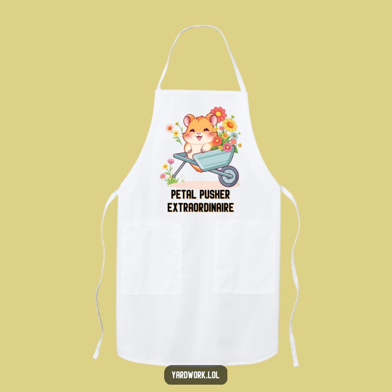 Funny Hamster Flower Wheelbarrow Apron - Giggling Gardener's Chef Gift