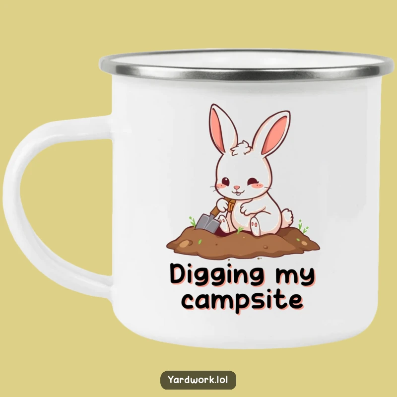 Funny Rabbit Digging Camping Mug: Durable & Playful Outdoor Gift