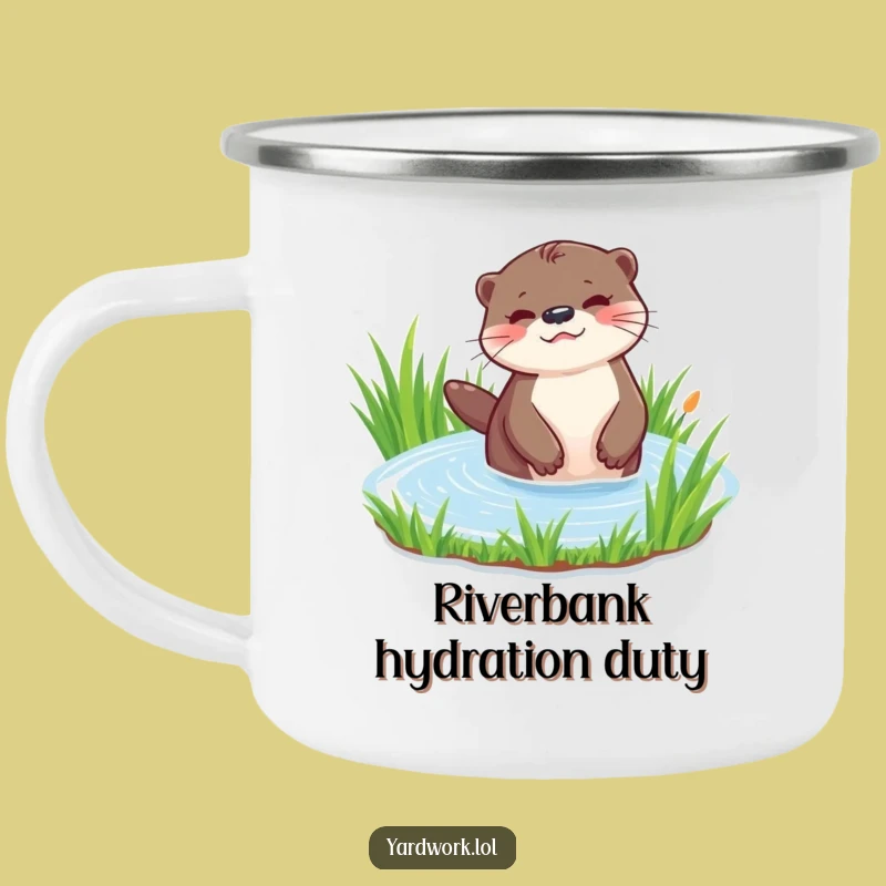 Funny Playful Otter Watering Camping Mug - Whimsical Outdoor Coffee Gift