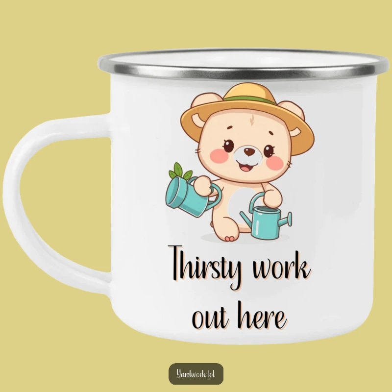 Funny Bear Cub Gardening Camping Mug: Durable & Cute Outdoor Gift