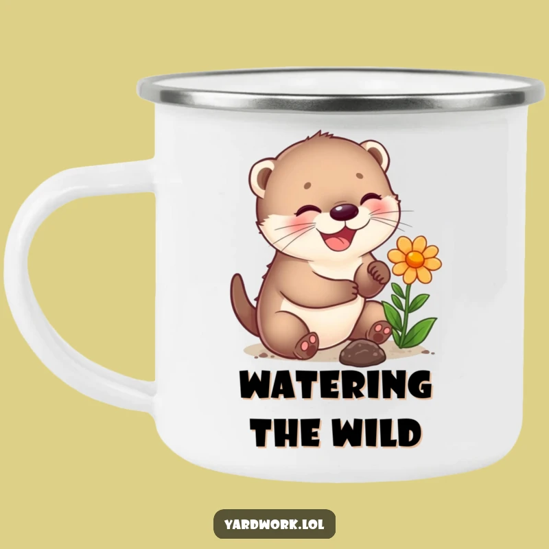 Funny Otter Cub Planting Camping Mug: Durable & Cute Outdoor Gift