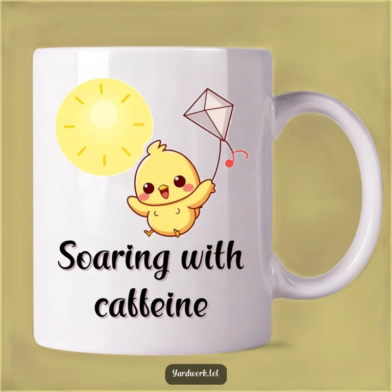 Funny Chick Flying Kite Mug: Cheerful Sky Adventure Gift for Joyful People