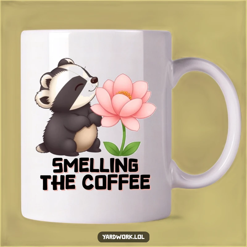 Funny Delighted Badger Flower Mug - Joyful Nature Lover's Gift