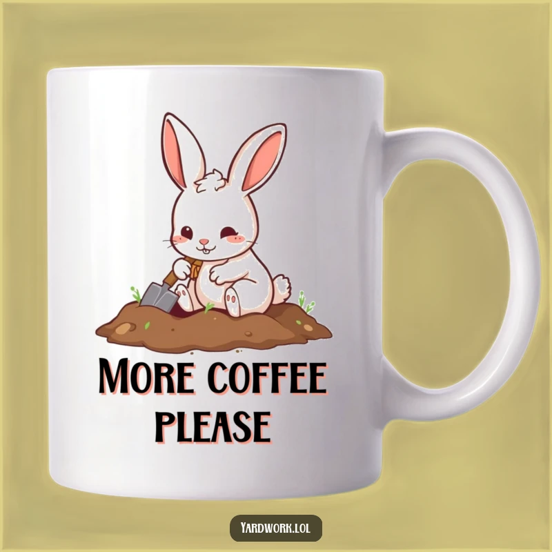 Funny Rabbit Digging Mug: Playful Shovel Buddy Gift for Gardeners