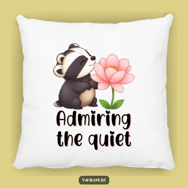 Funny Delighted Badger Flower Pillow - Cozy Nature Accent Gift