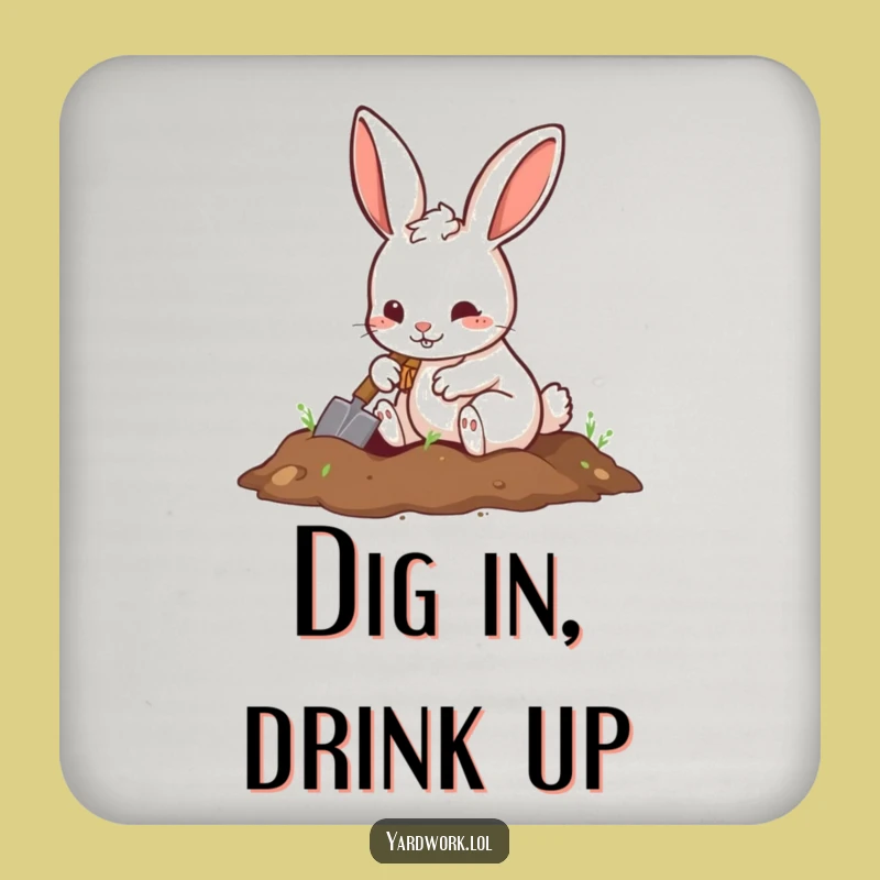 Funny Rabbit Digging Coasters: Playful Set Gift for Surface Protection