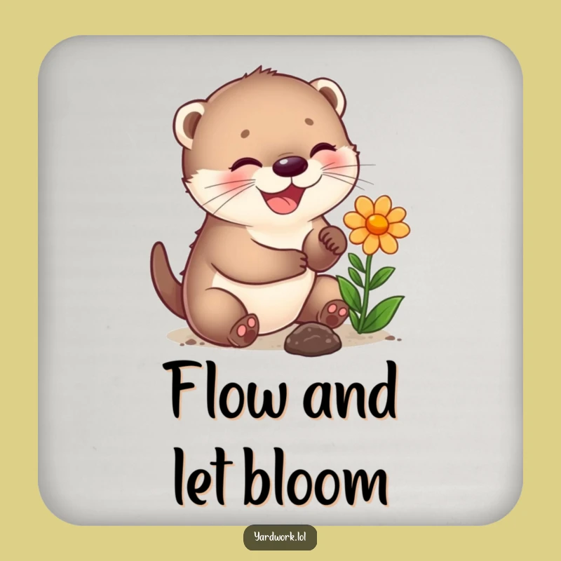 Funny Otter Cub Planting Coasters: Cute Set Gift for Surface Protection