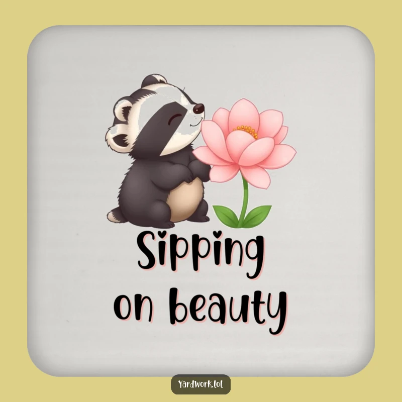 Funny Delighted Badger Flower Coaster - Joyful Nature Drink Protection Gift