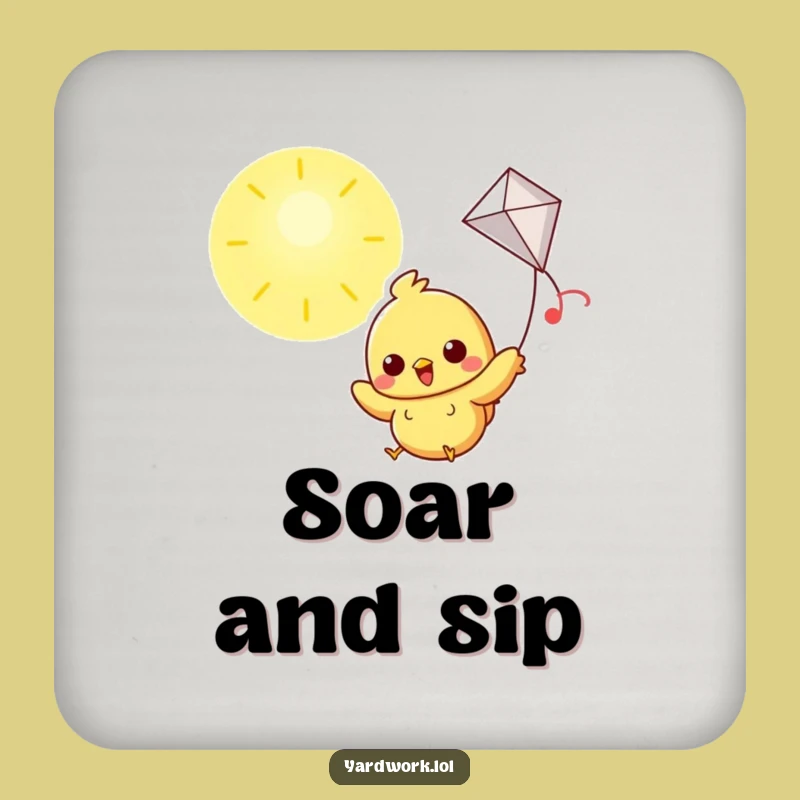 Funny Chick Flying Kite Coasters: Cheerful Set Gift for Surface Protection