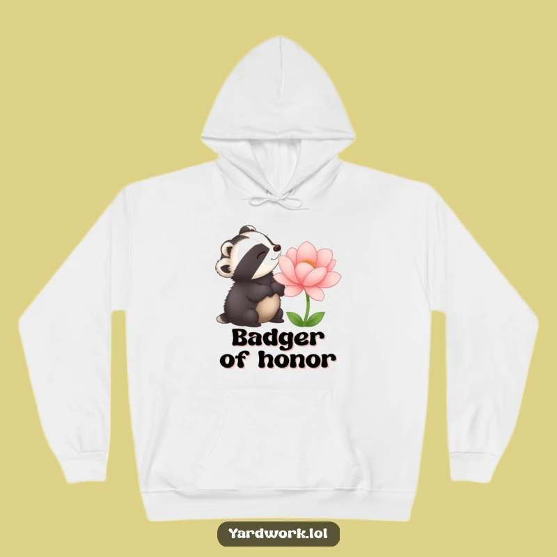 Funny Delighted Badger Flower Hoodie - Cozy Nature Sweatshirt Gift