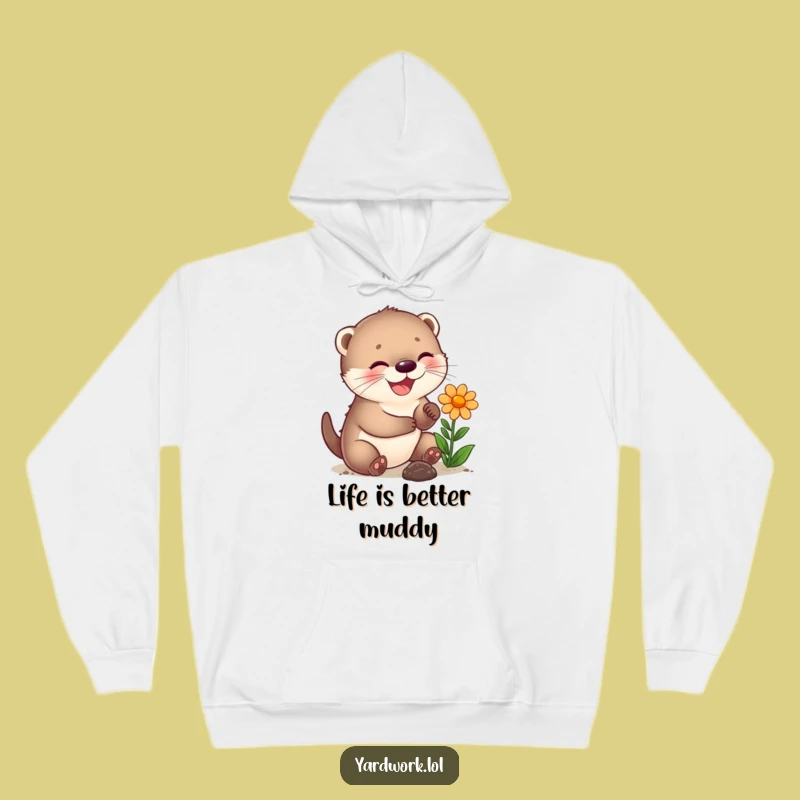 Funny Otter Cub Planting Hoodie: Cozy & Cute Sweatshirt for Garden Lovers