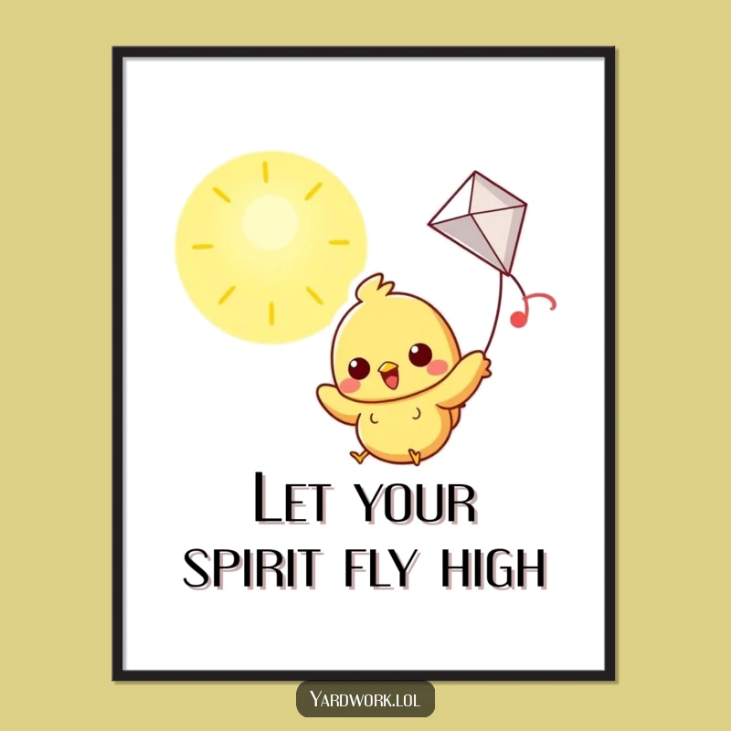 Free Printable Wall Art: Cheerful Chick Kite Flyer Decor, DIY Downloadable Art