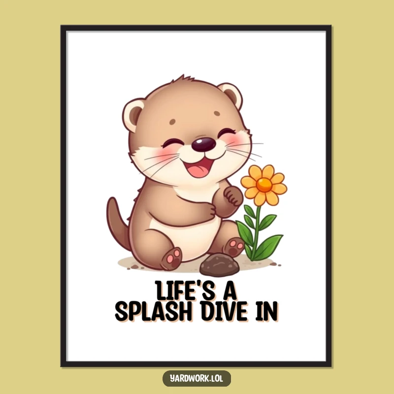 Free Printable Wall Art: Joyful Otter Flower Planter Decor, DIY Downloadable Art