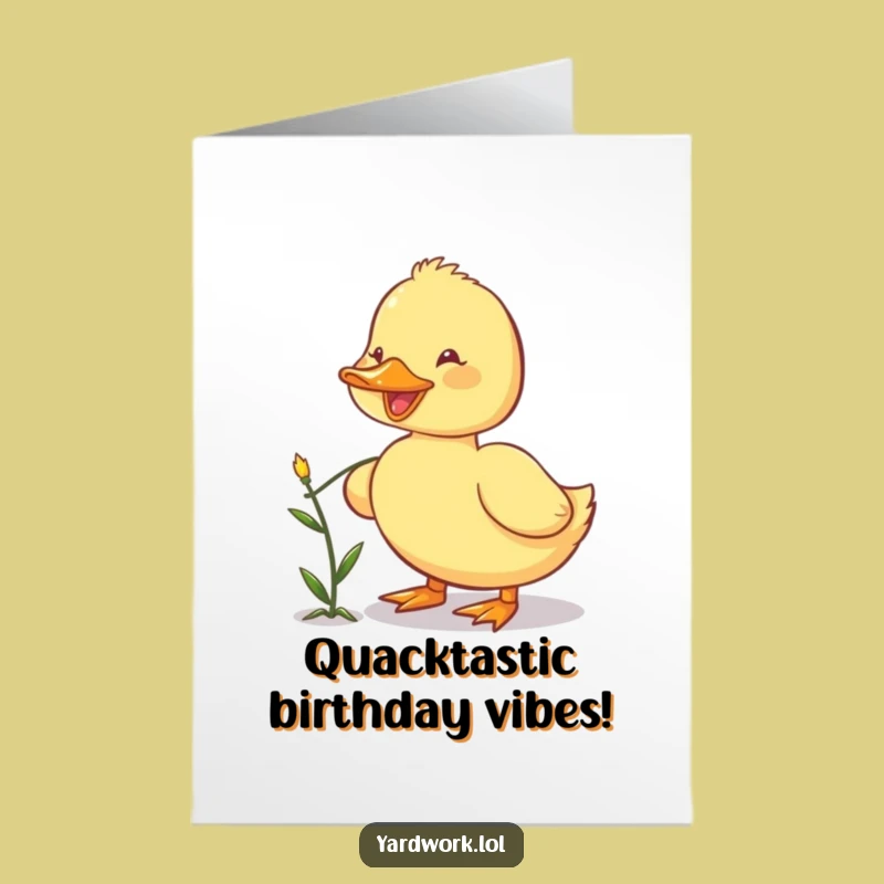 Free Printable Birthday Card: Happy Duckling Weeding, Funny Garden Fun, Downloadable Gift
