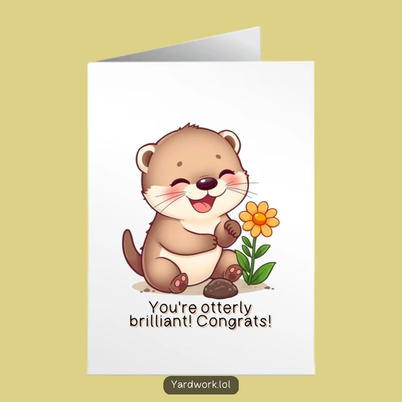 Free Printable Congrats Card: Otter's Blooming Success, Print at Home Celebration