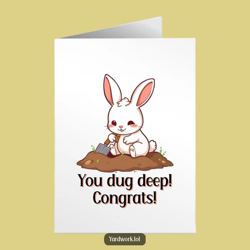 Free Printable Congrats Card: Rabbit's Big Dig, Print at Home Success