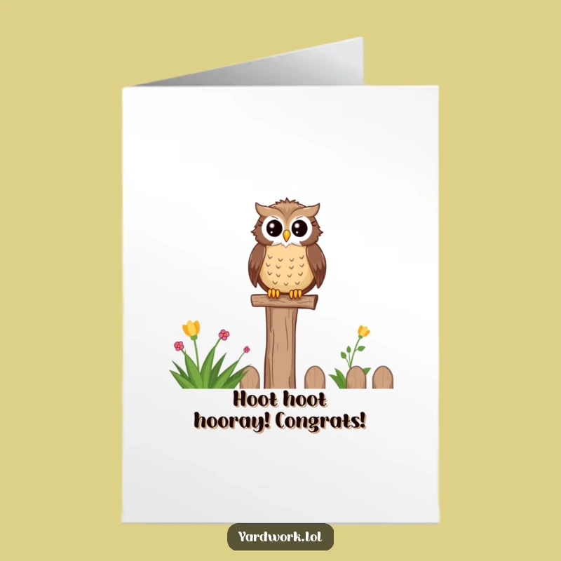 Free Printable Congrats Card: Wise Owl, Garden View, Funny Downloadable Message