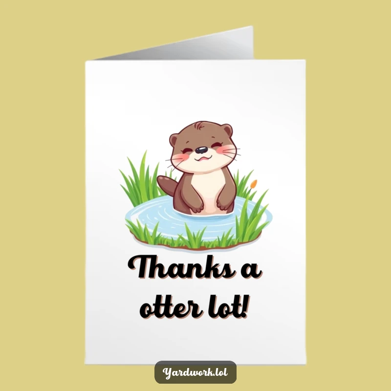 Free Printable Thank You Card: Otter Watering, Garden Scene, Funny Downloadable Gratitude