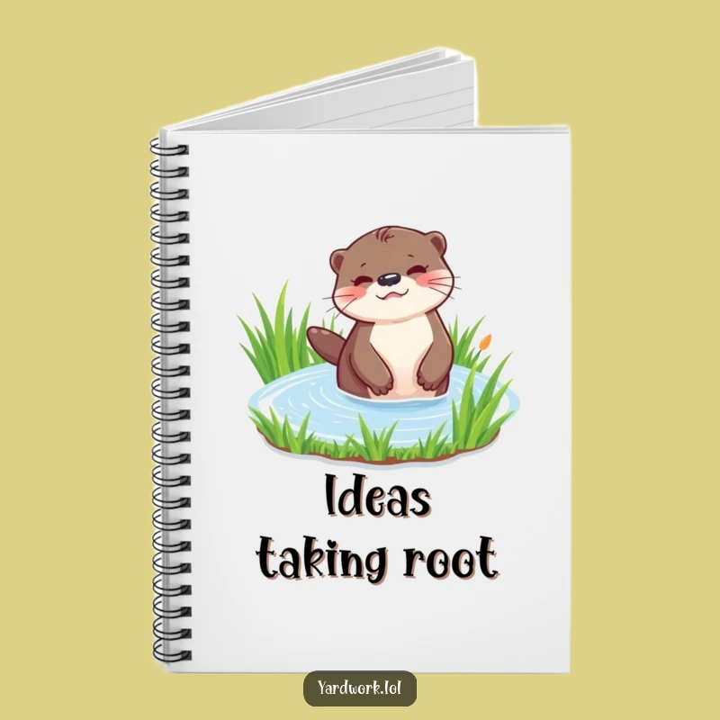Funny Playful Otter Watering Notebook - Whimsical Garden Journal Gift