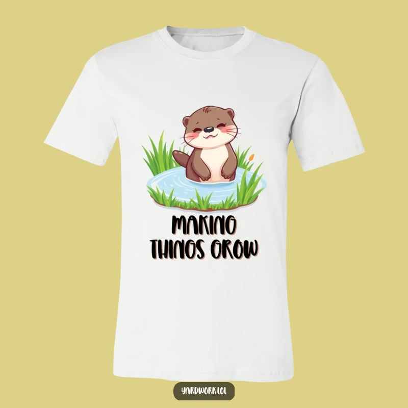 Funny Playful Otter Watering T-Shirt - Whimsical Garden Helper Gift