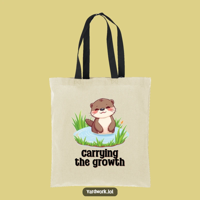 Funny Playful Otter Watering Tote Bag - Whimsical Garden Accessory Gift